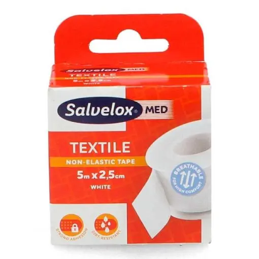Salvelox Esparadrapo Textil Blanco 5 M X 2,5 Cm