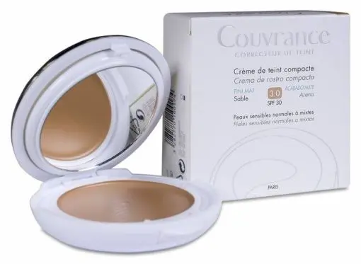 Avne Couvrance Crema Compacta Acabado Mate Tono 3 Arena SPF 30, 9,5 g