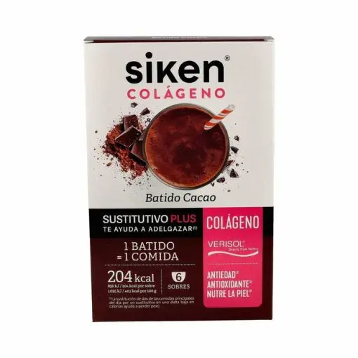 Siken Sustitutivo Plus Colgeno Batido Cacao, 6 Sobres