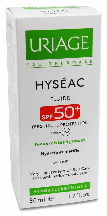 Uriage Hysac Fluido Solar SPF 50 Piel Grasa, 50 ml